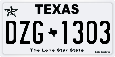 TX license plate DZG1303