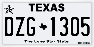 TX license plate DZG1305