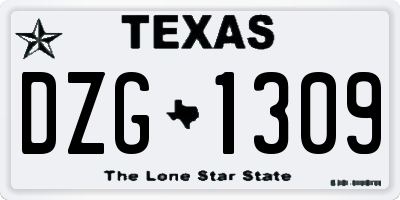 TX license plate DZG1309