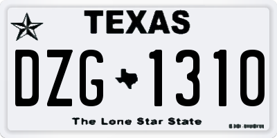 TX license plate DZG1310
