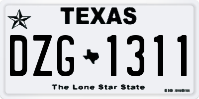 TX license plate DZG1311