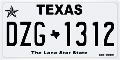 TX license plate DZG1312