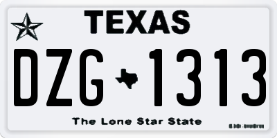 TX license plate DZG1313