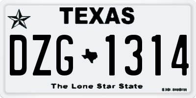 TX license plate DZG1314