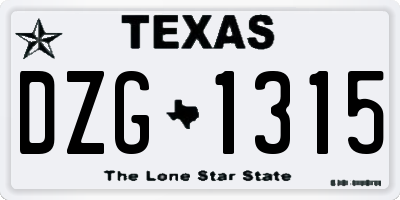 TX license plate DZG1315