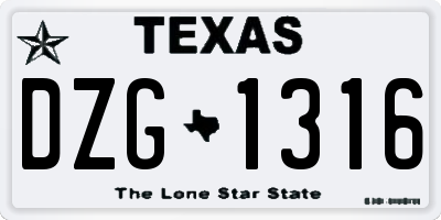 TX license plate DZG1316