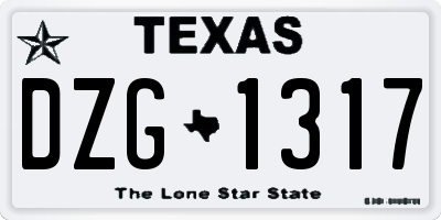 TX license plate DZG1317