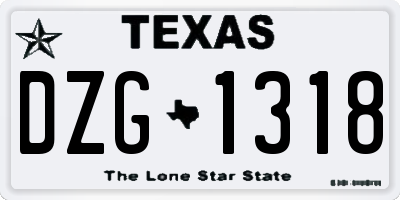 TX license plate DZG1318