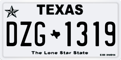 TX license plate DZG1319