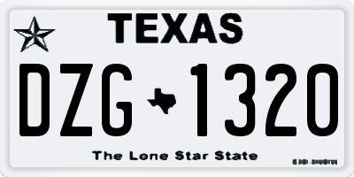 TX license plate DZG1320