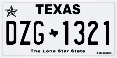 TX license plate DZG1321