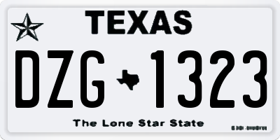 TX license plate DZG1323