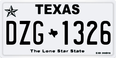 TX license plate DZG1326