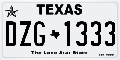 TX license plate DZG1333