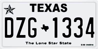 TX license plate DZG1334