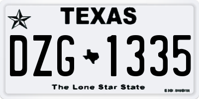 TX license plate DZG1335