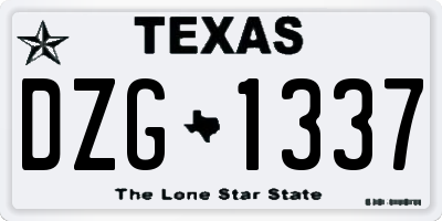TX license plate DZG1337