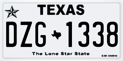 TX license plate DZG1338