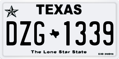 TX license plate DZG1339