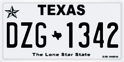 TX license plate DZG1342