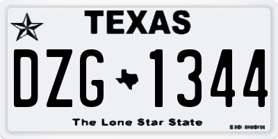 TX license plate DZG1344