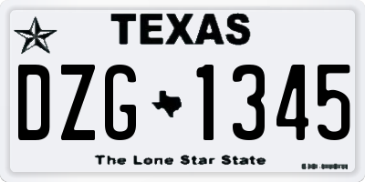 TX license plate DZG1345