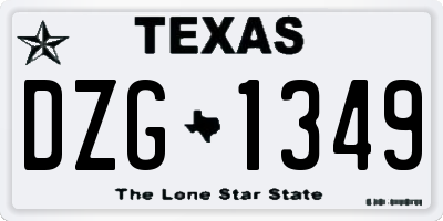 TX license plate DZG1349