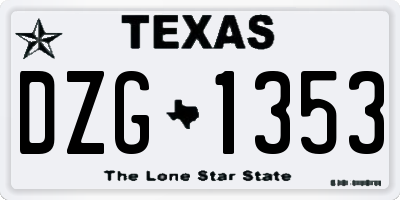 TX license plate DZG1353