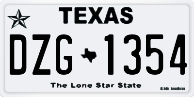 TX license plate DZG1354