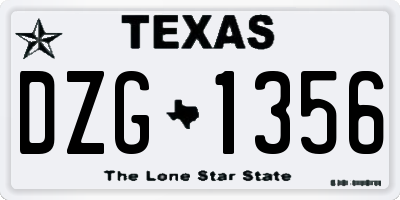TX license plate DZG1356