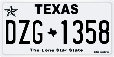 TX license plate DZG1358