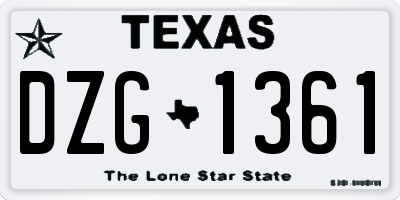 TX license plate DZG1361