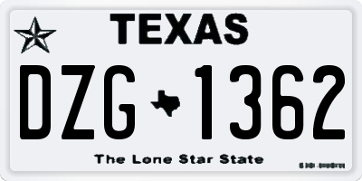 TX license plate DZG1362