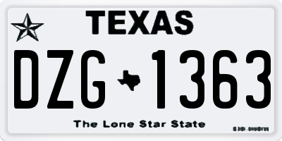 TX license plate DZG1363