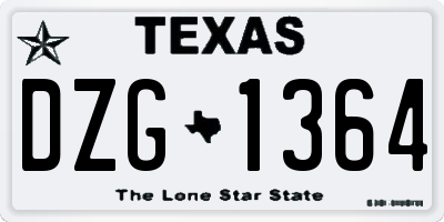 TX license plate DZG1364
