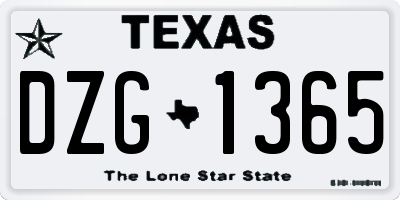 TX license plate DZG1365