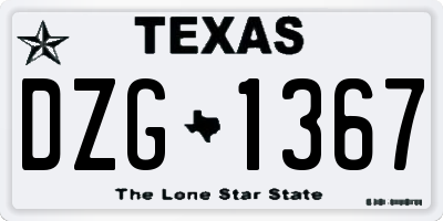 TX license plate DZG1367