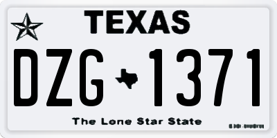 TX license plate DZG1371