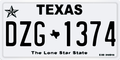 TX license plate DZG1374