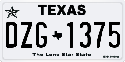 TX license plate DZG1375