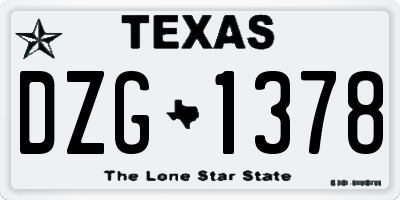 TX license plate DZG1378