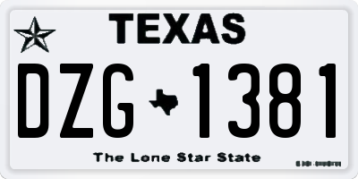 TX license plate DZG1381