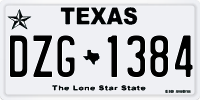 TX license plate DZG1384