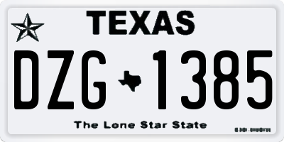 TX license plate DZG1385