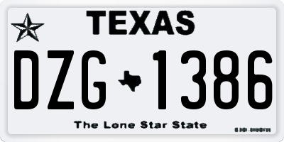 TX license plate DZG1386