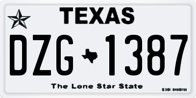 TX license plate DZG1387
