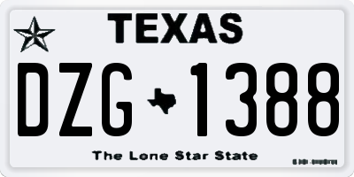 TX license plate DZG1388