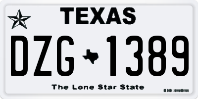 TX license plate DZG1389