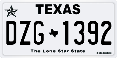 TX license plate DZG1392