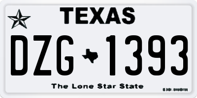 TX license plate DZG1393